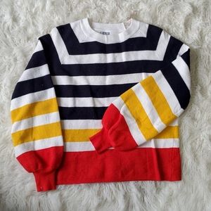 Balloon Sleeve Striped Sweater